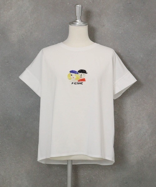 STUDIO PICONE（スタジオピッコーネ） tシャツ ビーズ刺繍UV冷感プル