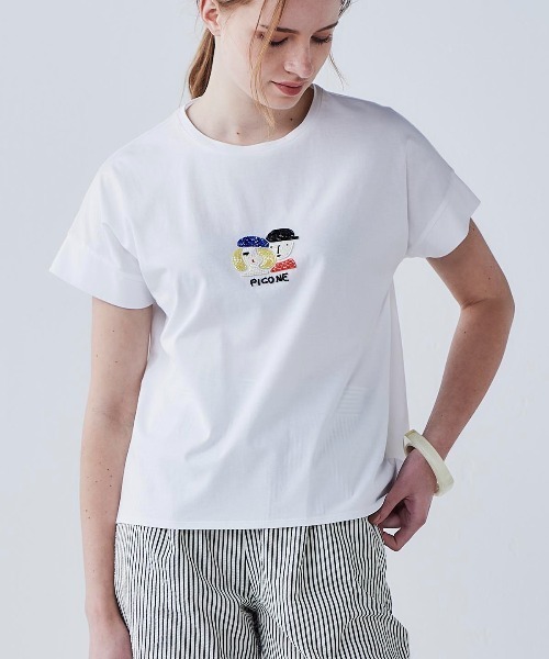 STUDIO PICONE（スタジオピッコーネ） tシャツ ビーズ刺繍UV冷感プル