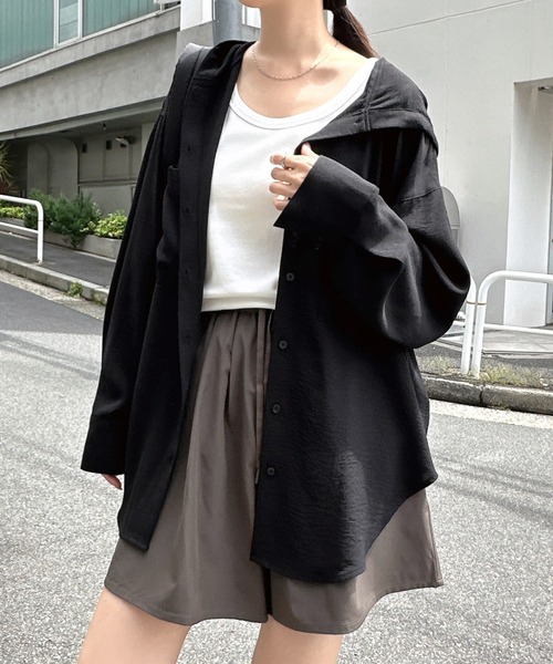 andme（アンドミー） uvカット ブラウス シャツ フーディ長袖シャツ 