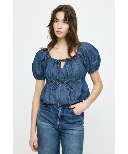 MOUSSY（マウジー） ブラウス シャツ 半袖 「26年SS新作」DENIM PUFF
