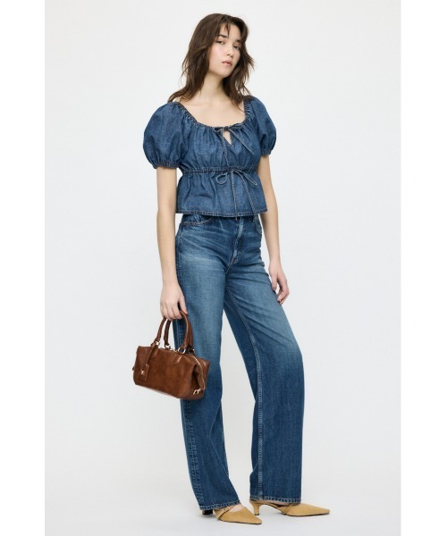 MOUSSY（マウジー） ブラウス シャツ 半袖 「26年SS新作」DENIM PUFF