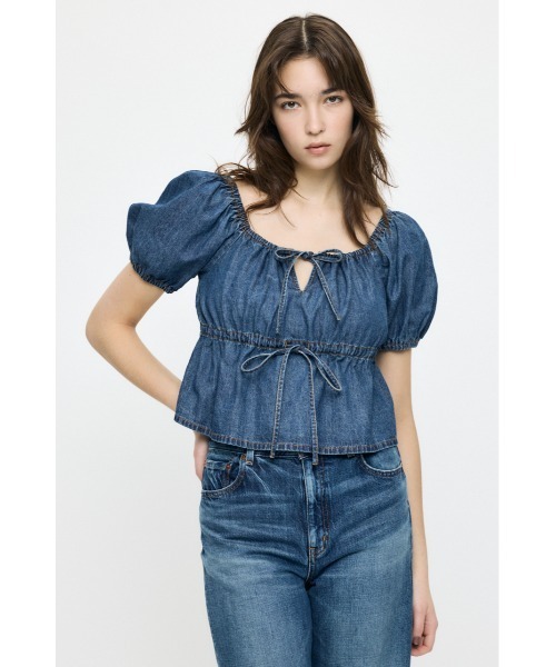 MOUSSY（マウジー） ブラウス シャツ 「26年SS新作」DENIM PUFF 