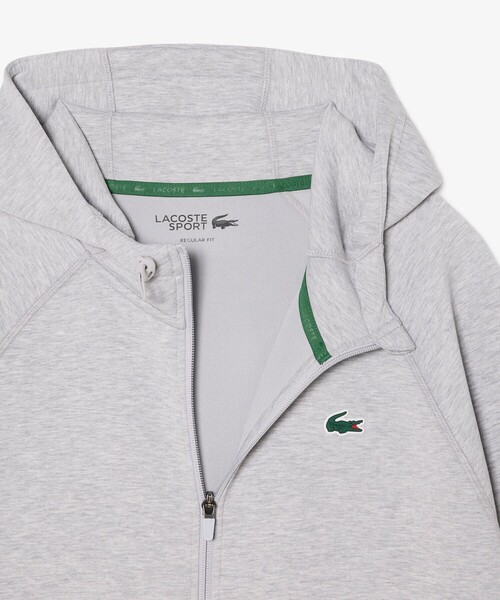 LACOSTE ダブルジップパーカー　グレー　S フランス　刺繍　ワニ LACOSTE（ラコステ） パーカー ダブルフェイススウェットジップ
