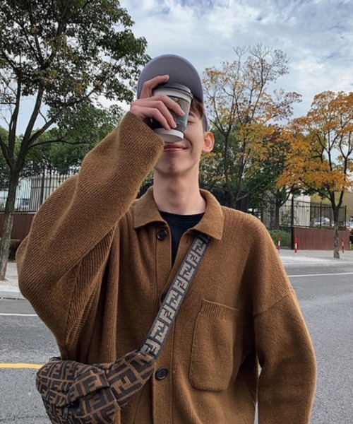 「B.R.U」 ニットカーディガン FREE ブラウン メンズ_画像7