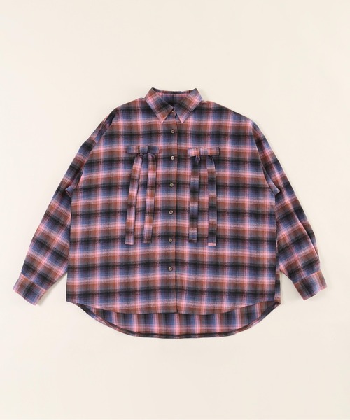 「WC」 長袖ネルシャツ FREE グリーン レディース_画像2