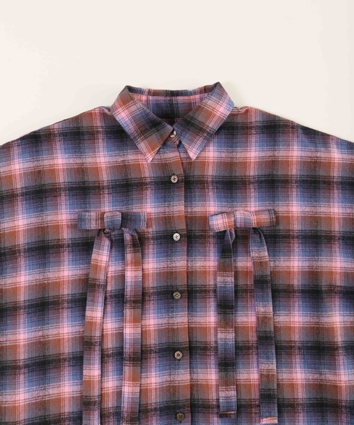 「WC」 長袖ネルシャツ FREE グリーン レディース_画像3