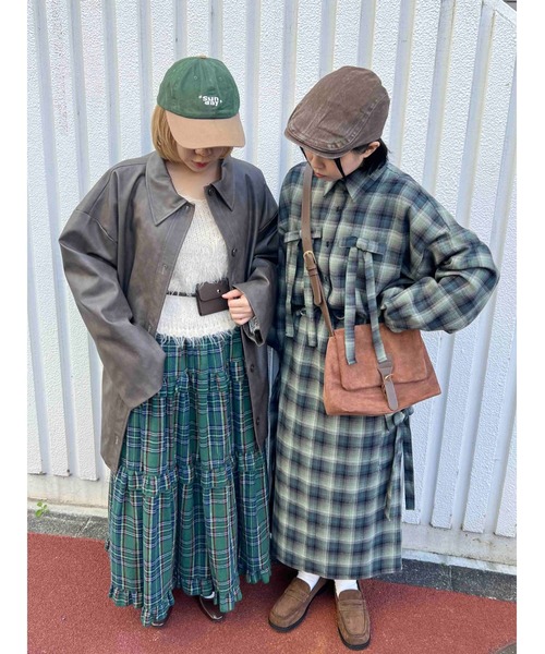 「WC」 長袖ネルシャツ FREE グリーン レディース_画像9