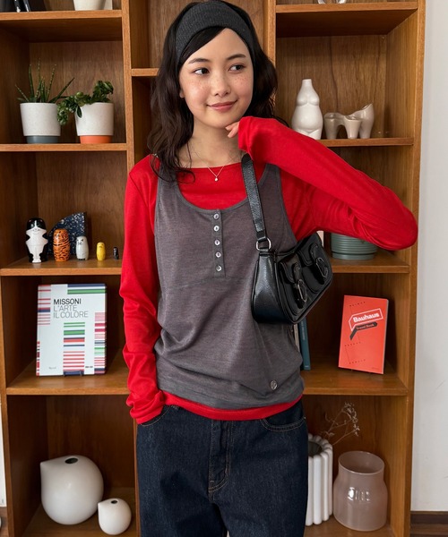 MUHET（ミュエータ） ヘンリーネック tシャツ 「set item」sheer