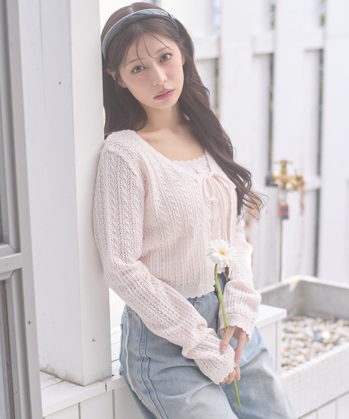 Ambre Neige（アンブルネージュ） カーディガン openwork knitting