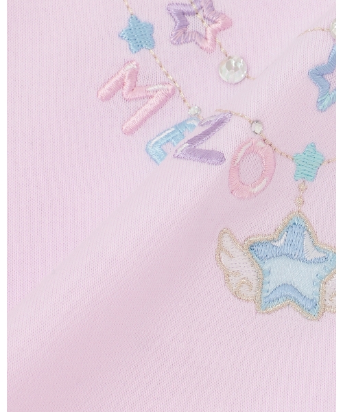 tシャツ ネックレス刺しゅう　袖フリル　半袖Tシャツ キッズ 子供服 女の子の画像