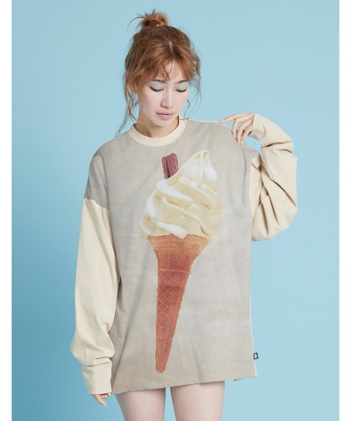 「Little sunny bite」 長袖カットソー MEDIUM ベージュ レディース_画像2