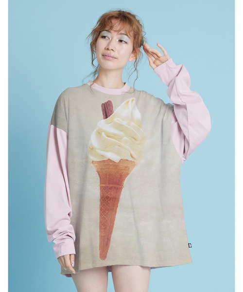 「Little sunny bite」 長袖カットソー MEDIUM ベージュ レディース_画像3