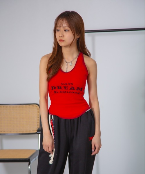 ブルーガール　トップス　タンクトップ赤 MEMECLE（メメクル） タンクトップ ノースリーブ 「 」「カップ付き