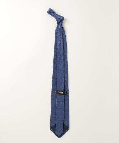 LANVIN(ランバン) ネクタイ メンズ美品  - ネイビー 花柄 LANVIN（ランバン） ブランド ネクタイ シルク ボタニカル柄 花柄 総柄