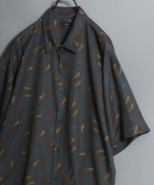 ANPAS（アンパス） シャツ 半袖 All-over patterned georgette fluid