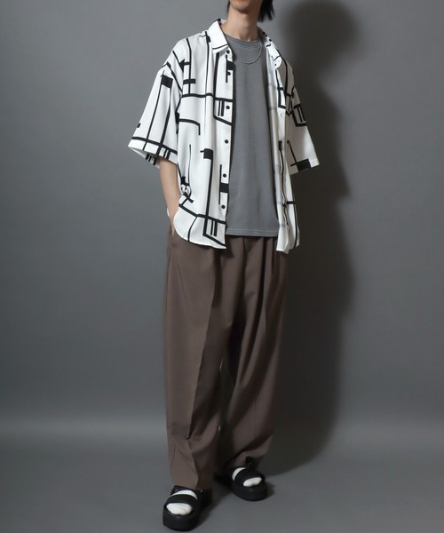 ANPAS（アンパス） シャツ 半袖 All-over patterned georgette fluid