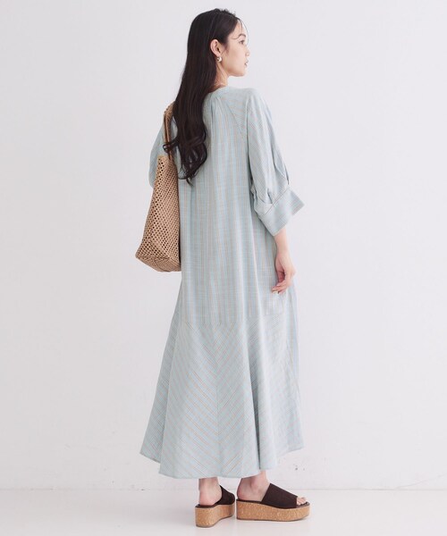 ★未使用・タグ付★LINEN long ワンピース OPAQUE.CLIP（オペークドットクリップ） ワンピース キーネックロング
