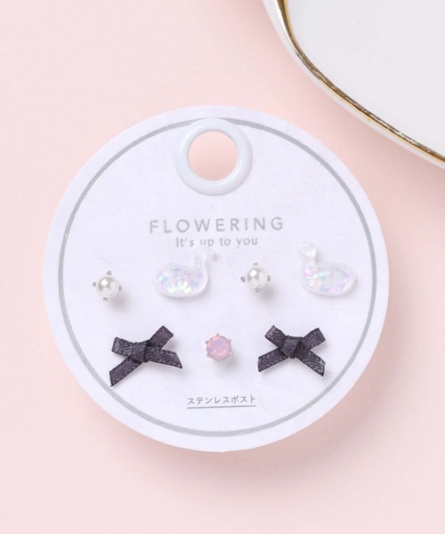 Flowering（フラワーリング） ピアス プラネット/スター/リボン/セット