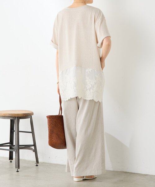BEARDSLEY（ビアズリー） tシャツ 裾シアー刺繍Tee レディース 