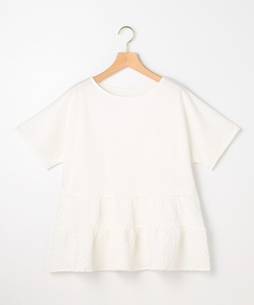 tシャツ 半袖 パフジャカードコンビジャージー ペプラムカットソー レディース | 組曲 | 20