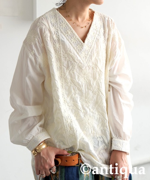 「antiqua」 長袖ブラウス ONESIZE ブラック レディース_画像3
