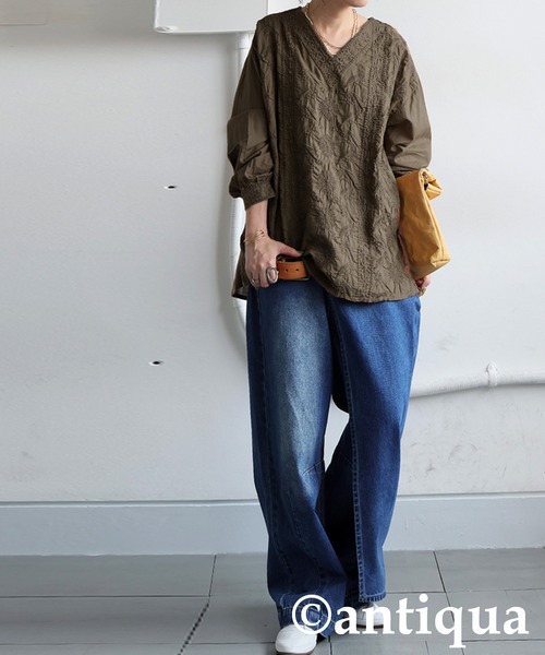 「antiqua」 長袖ブラウス ONESIZE ブラック レディース_画像4