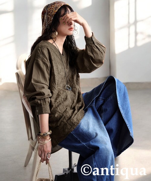 「antiqua」 長袖ブラウス ONESIZE ブラック レディース_画像5