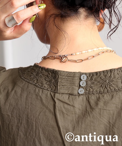 「antiqua」 長袖ブラウス ONESIZE ブラック レディース_画像6