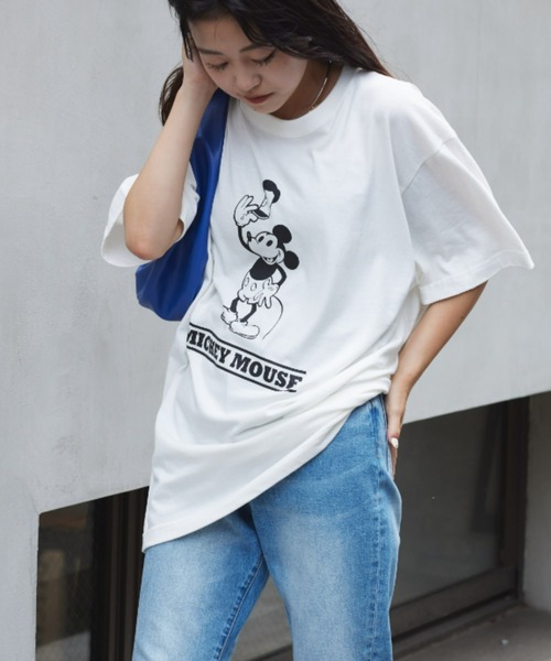 「MICKEY MOUSE」 半袖Tシャツ「CIAOPANIC TYPYコラボ」 M グレー レディース_画像3