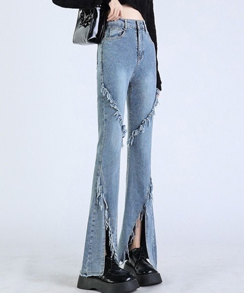 「gossip!ロサンゼルス」 ブーツカットデニムパンツ SMALL ブラック レディース_画像6