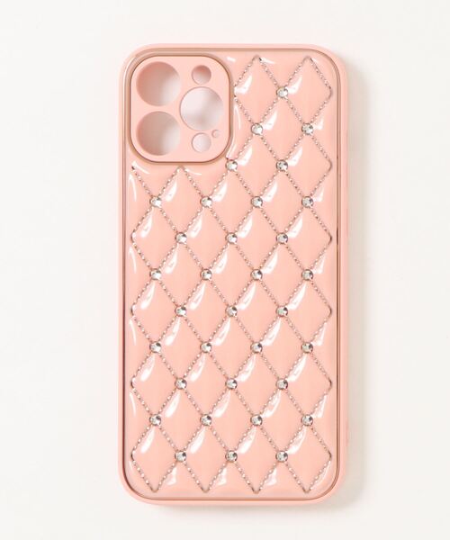 iPhone15キルティング調ケース ピンク ラインストーン付 Lace Ladies（レースレディース） スマホケース ラインストーン付き