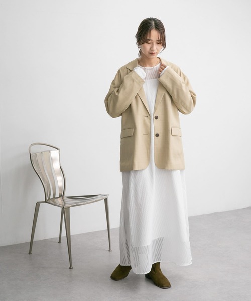 ジャガードコンビネゾンロングワンピース KBF（ケービーエフ） ワンピース シアージャガードロングワンピース