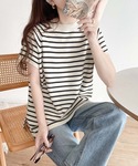 ヘンリーネック tシャツ 半袖 大人の上品ボー...の詳細画像3