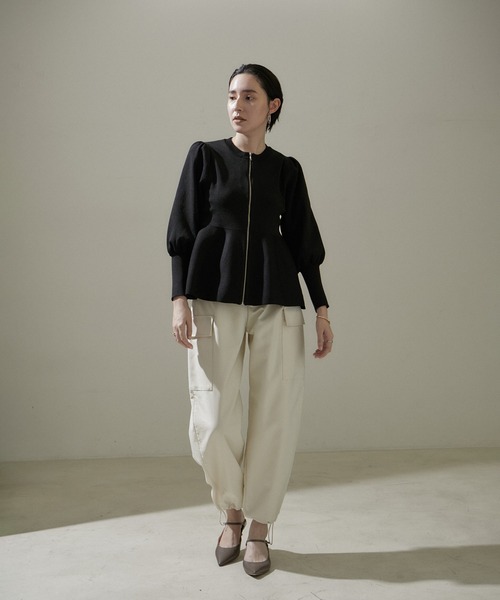 限定！値下げ！新品★サロン アダムエロペ ジップペプラムカーディガン SALON adam et rope'（サロン アダム エ ロペ） カーディガン 「WEB