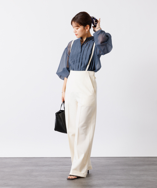 LIMI feu テンセル サスペンダー ハイウエスト ワイドパンツ LE CERCLE par rope' パンツ サスペンダーハイウエストパンツ