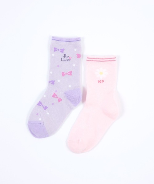 KP DECO 靴下 日本製/mimiちゃん＆お花モチーフソックス2足