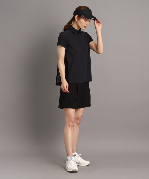 「adabat」 半袖ポロシャツ 38 ネイビー レディース UVカット／吸水速乾／遮熱】ゴルフ場デザイン 半袖ポロシャツ