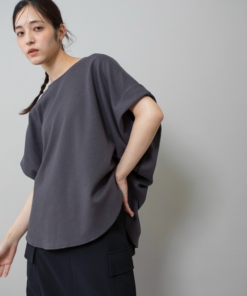 tシャツ ダブルフェイスブークレータックショルダートップス レディース Munich tシャツ ダブルフェイスブークレータックショルダー
