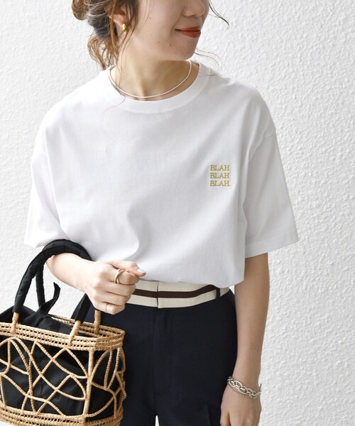 tシャツ 「WEB限定」SHIPS any: BLAH BLAH BLAH.ワンポイント 刺繍 ルーズ Tシャツ(ユニセックス) メンズ レディース | SHIPS any