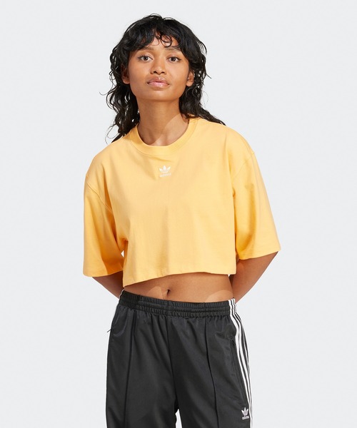 Tシャツ・カットソー [ADIDAS] Essential Lip Crop T-shirt adidas tシャツ エッセンシャルズ クロップ半袖Tシャツ