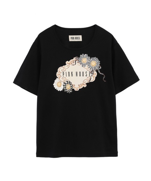 PINKHOUSE ピンクハウス ひな菊コサージュプリントカットソー ひな菊コサージュプリントカットソー（Tシャツ/カットソー