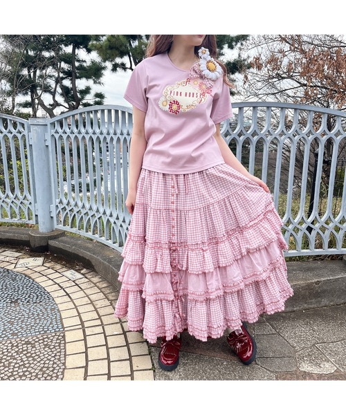 PINKHOUSE ピンクハウス ひな菊コサージュプリントカットソー セール】ひな菊コサージュプリントカットソー（Tシャツ