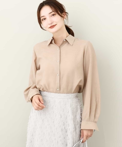 ブラウス シャツ 2024AW/パール調釦シアーシャツブラウス/洗える レディース MK MICHEL KLEIN ブラウス シャツ 2024AW/パール調釦シアー