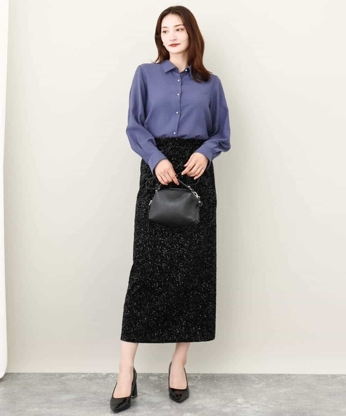 MK MICHEL KLEIN ブラウス シャツ 2024AW/パール調釦シアー