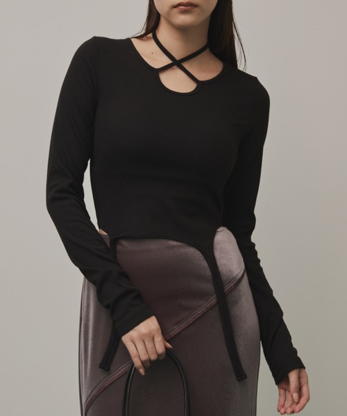 Solace tシャツ クロスデザインリブトップス レディース : ZOZOTOWN