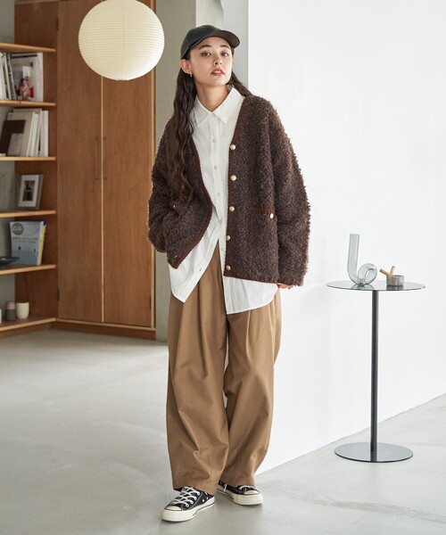 FREAK'S STORE ニット セーター ブークレ 金釦カーディガン