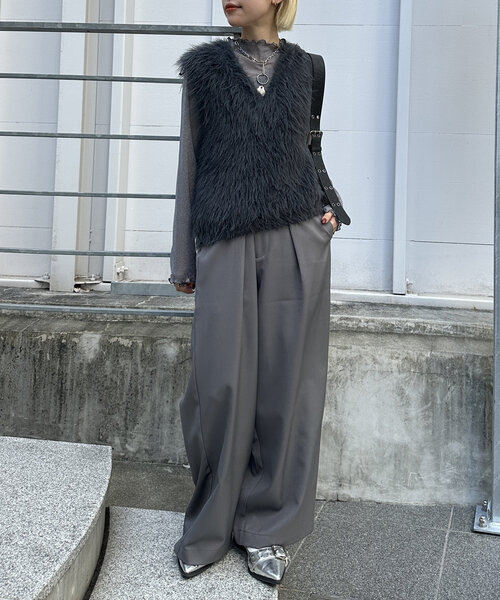 w closet ベスト ラメフェザーニットベスト レディース
