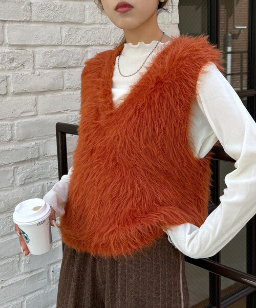 w closet（ダブルクローゼット） ベスト ジレ ラメフェザーニット