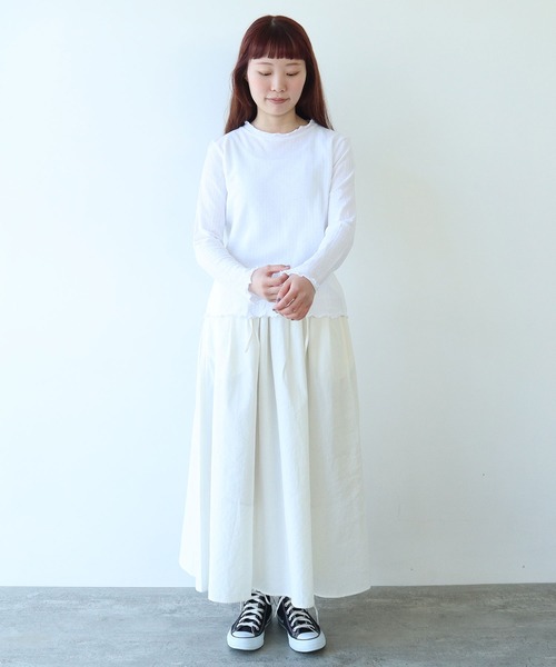 tシャツ 強撚針抜ジャカード ハイネック半袖プルオーバー レディース △強撚針抜ジャカード ハイネック半袖プルオーバー（Tシャツ