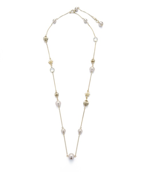 極美品　LANVIN　ランバン　ネックレス　GP　パール　ストーン　ゴールド LANVIN en Bleu ネックレス パール ロングネックレス レディース